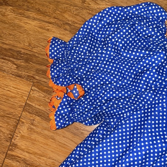 Smocked Auctions Blue Smocked Pumpkin dress size 7 - Picture 3 of 8